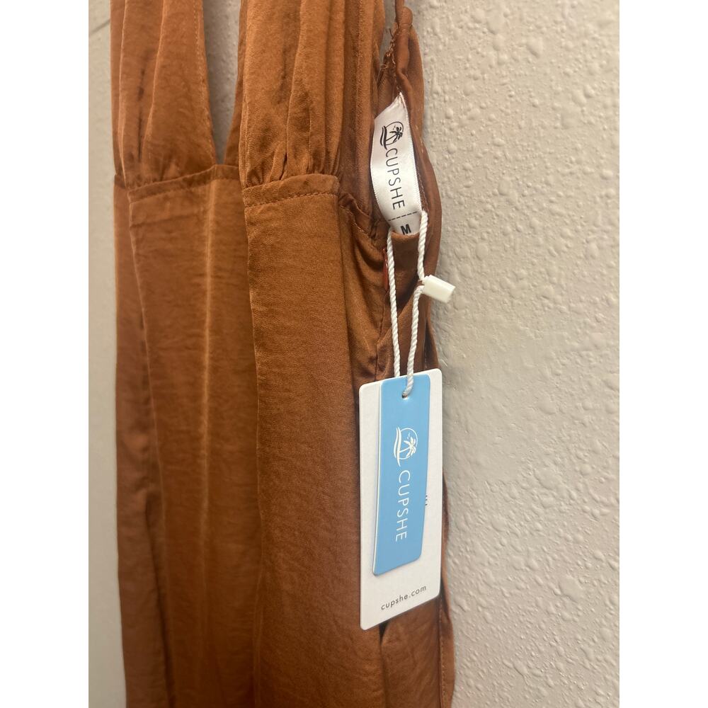 NWT Cupshe Caramel Brown Halter Dress Size M Summer Beach Vacation - Picture 5 of 9